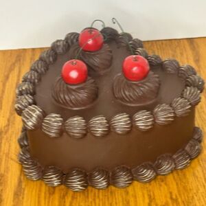 Heart-Shaped Chocolate Cake Decor with Cherries